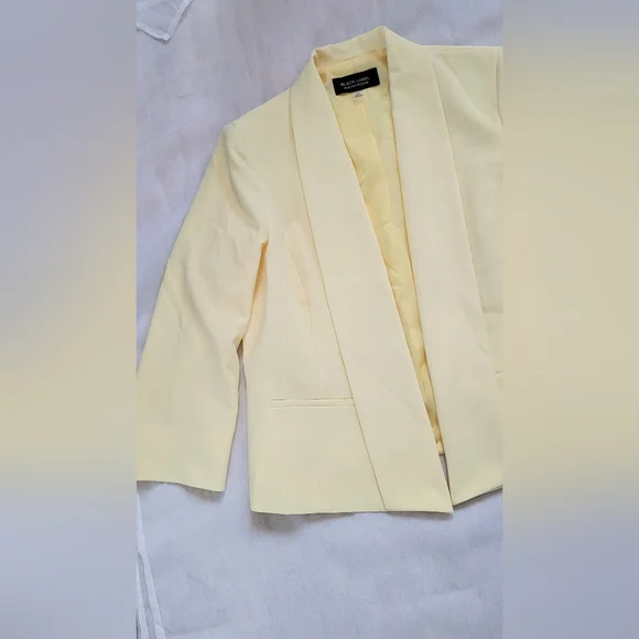 NWOT! Posh Butter Yellow Black Label Formal Women's Lined Open Spring Blazer 10 - Picture 4 of 17